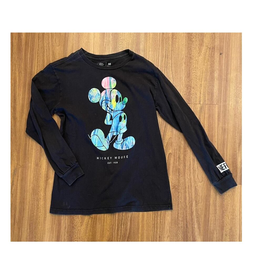 Disney Neff Mickey Mouse Black Multicolor Long Sleeve T-Shirt Adult M